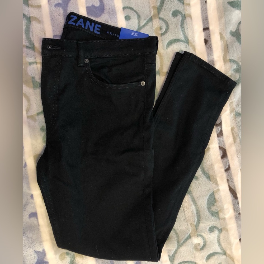 HUGO BOSS ZANE Skinny Straight Leg Mens Size 32 x 32 BLACK Stretch jeans